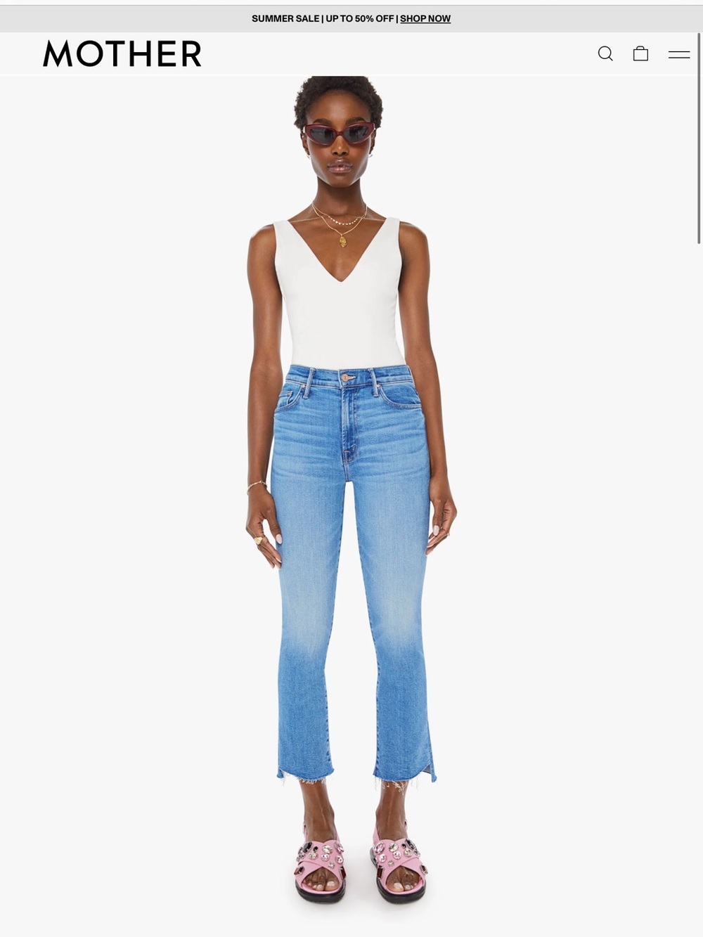 MOTHER Light Blue Cropped Straight Jeans